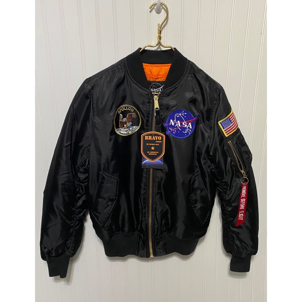 New Alpha Industries NASA Apollo MA-1 Flight Jacket Size Small Bravo Series